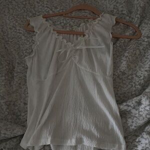 Brandy Melville white Ruffled Blouse